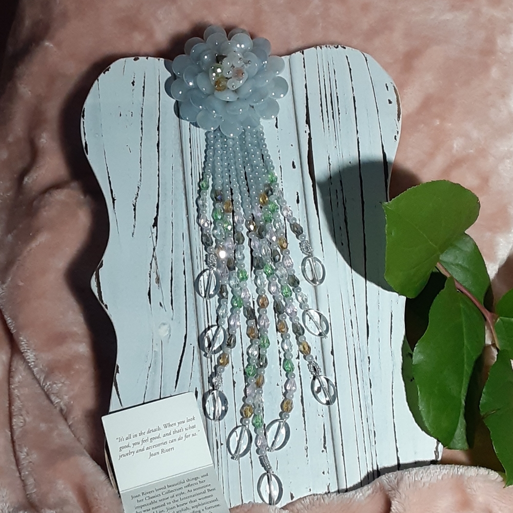 NWT Joan Rivers pale blue rose beads necklace - Picture 7 of 15